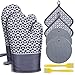 JMMXG Ofenhandschuhe, 8 Stück Topfhandschuhe Baumwolle Grillhandschuhe Silikon Hitzebeständig Küchenutensilien Set für BBQ, Küche, Backen, Grillen, Mikrowelle