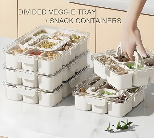 Image of SPIREX Reusable 9-Grid Food Storage Box |Spice & Snack Divider Tray| Multi-Compartment Bento Organizer Fruit Spices Candy Veggie Nuts & Snacks with lid Pack of 1
