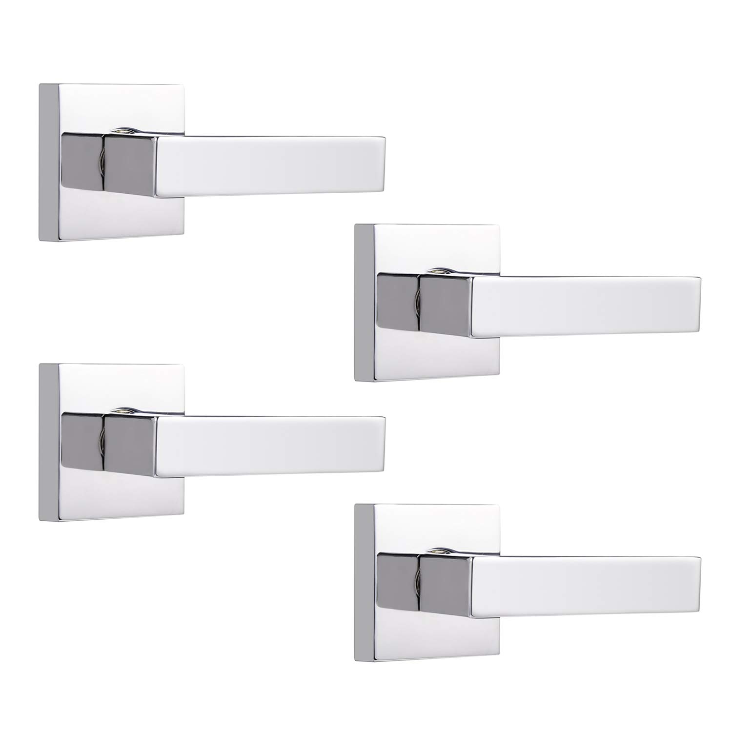 Levier de porte carré chrome poli Probrico lot de 4 poignées fixes pour placard et dressing