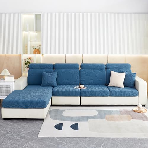 Housse de canapé extensible bleu pour protéger votre salon - 3