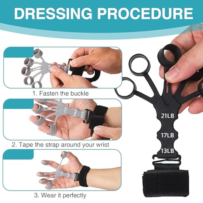 2 Pcs Finger Strengthener Extension Exerciser Stretcher, 8-Gear Strength Adjustment Finger Resistance Bands Used to Exercise Finger Strength (Black+Grey)