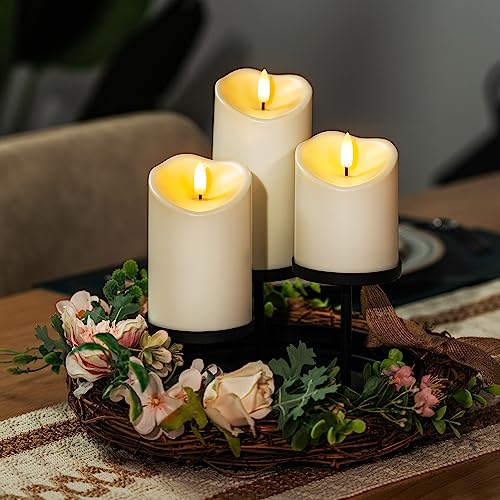 Image of Amagic Flickering Flameless Candles, Waterproof Outdoor Indoor Battery Operated LED Candles with Remote Timers, Won't Melt, Ivory Plastic, D3 x H4 5 inch 6 inch, Set of 3 (Pack of 2)