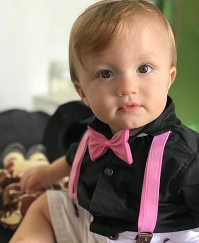 Mundo Bita Kit Roupa Conjunto Infantil Menino 4 Peças Camisa Gravata Bermuda e Suspensório Aniversár