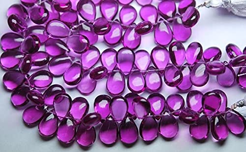 Quartz rose rhodolite perles briolettes lisses en poire de 8x12mm pour bijoux haut de gamme