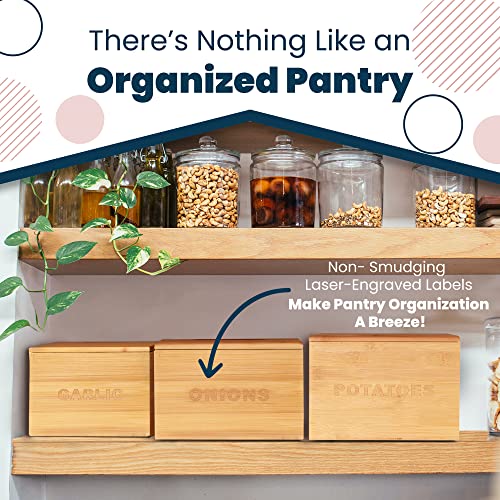 LandHome Bamboo Onion, Potato, and Garlic Storage Set #TOP27