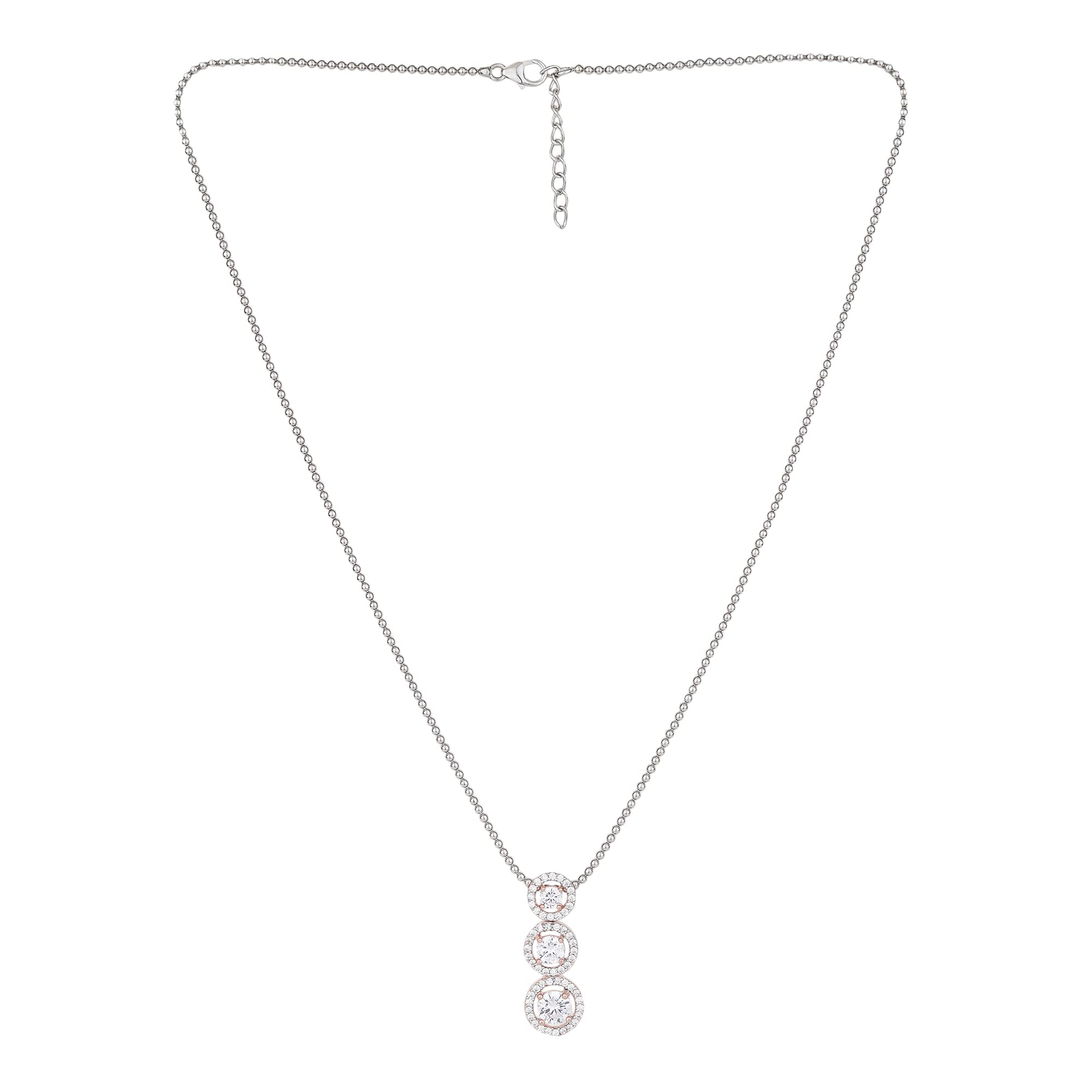 Silvermark: Valuable Forever Three Diamond Bezel Necklace