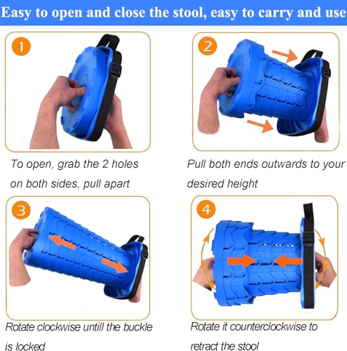 Image of Fishboy Upgraded Collapsible Stool, 400lbs Max Weight, Lightweight But Sturdy, Portable Retractable Folding Telescoping Foldable Camping Stool for Adults Outdoor Fishing Hiking BBQ