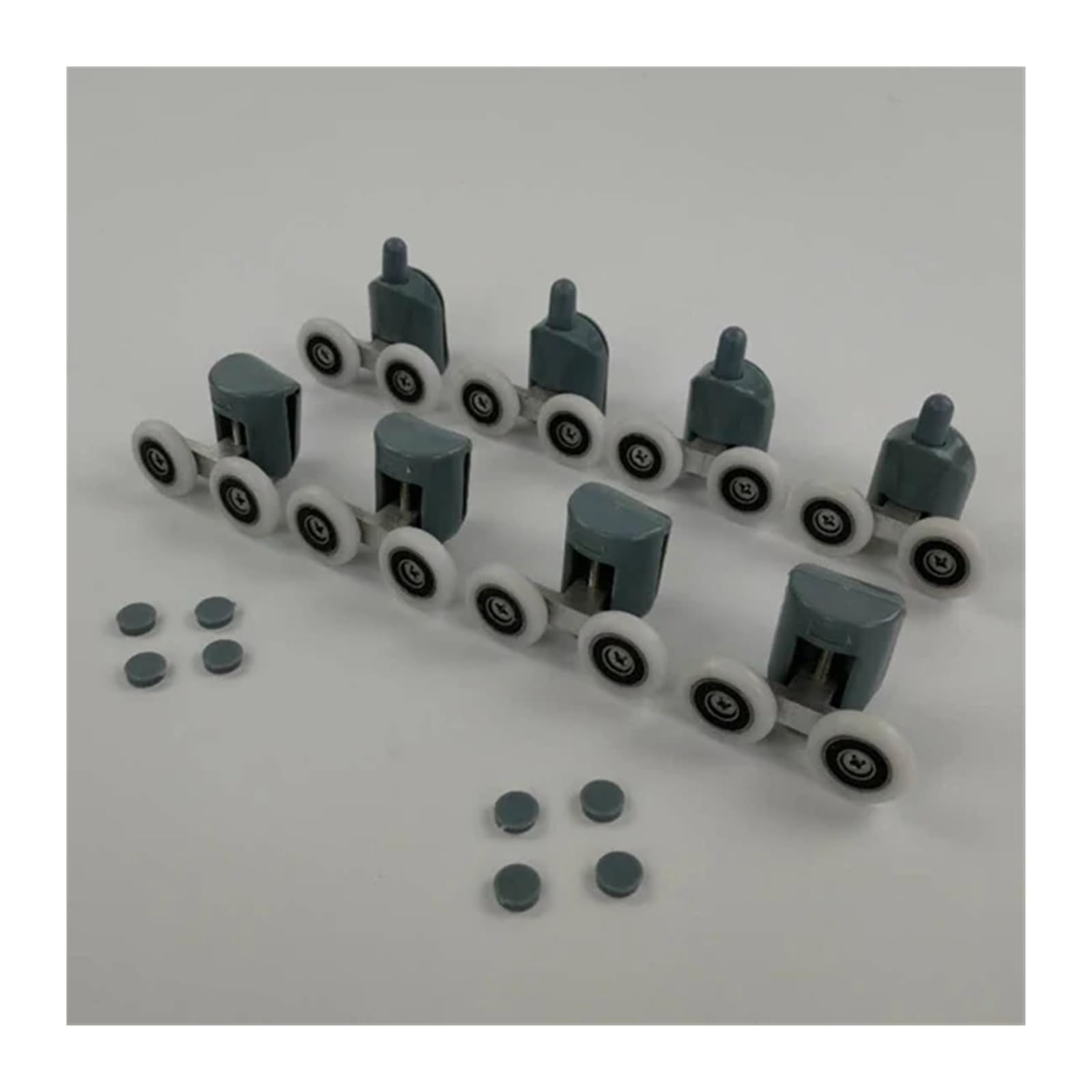 Doppelte Duschtürrolle aus Zinklegierung, Läufer/Riemenscheiben/Rollen/Räder, Lagerdurchmesser 19 mm/20 mm/23,0 mm/25 mm/27 mm Für Schiebetüren(Gray-4Sets,27mm)