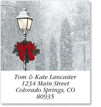 Snowy Holiday Personalized Return Address Labels — Set of 144, Square, Self-Adhesive, Flat-Sheet Labels, by Colorful Images