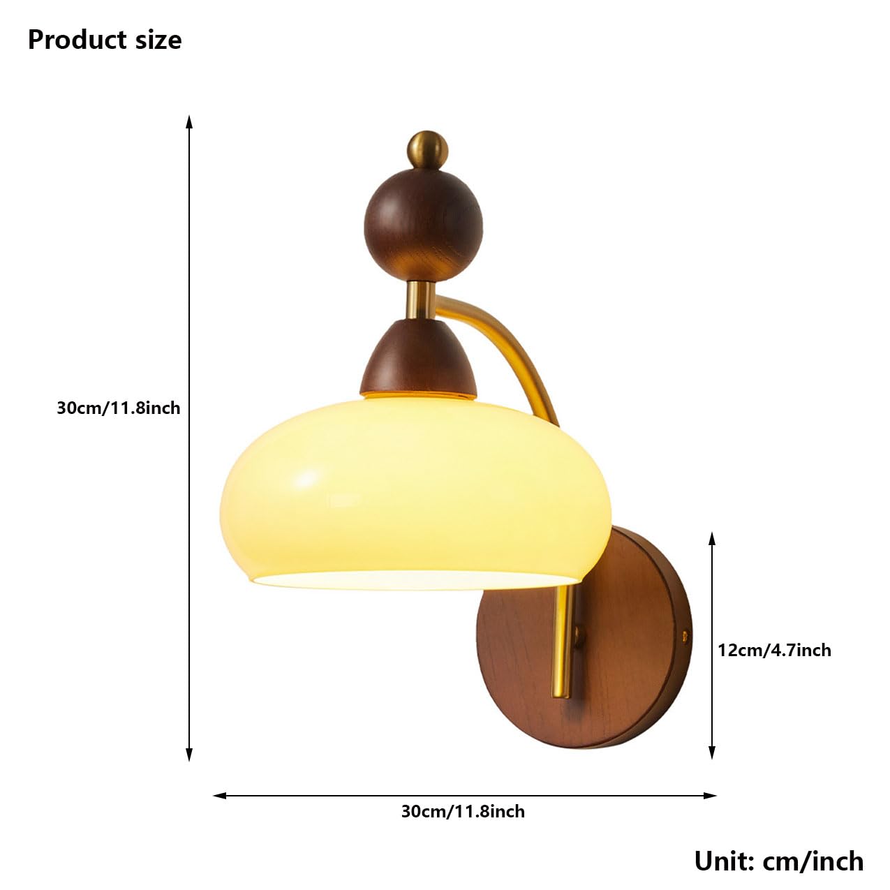 Applique Moderne con Paralume in Vetro, Base in Legno Rustico, Collo D'Oca, Stile Nordico Industriale, Ideali per Soggiorno, Comodino, Veranda e Ingresso.