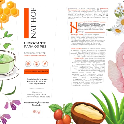 Hidratante Dermoconstrutor para os Pés NAT HOF, 80g