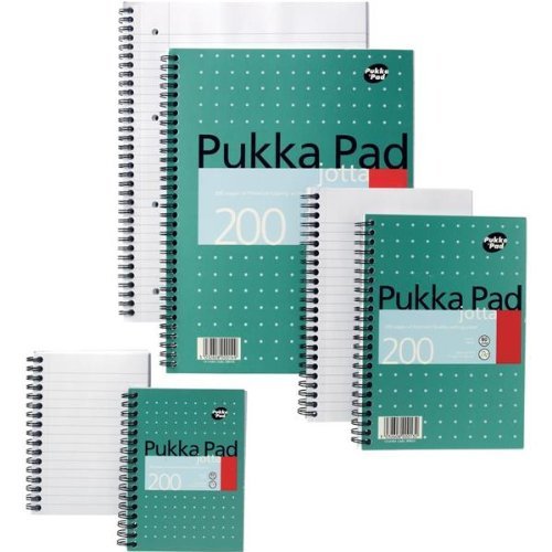 Pukka Pad TS-140001 Wirebound Jotta Ruled and Margin A4 Notebook, 80gsm, 4 Hole, 200 Pages, Pack of 3