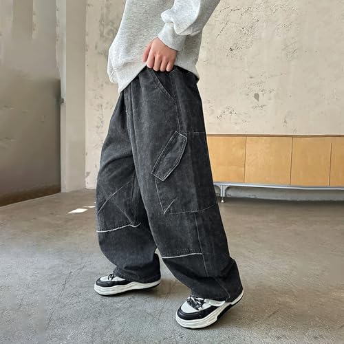 Tween Boys Baggy Jeans Kids Casual Loose Wide Leg Denim Pants with Pockets, Loose Elastic Waistband Jeans for Boys2