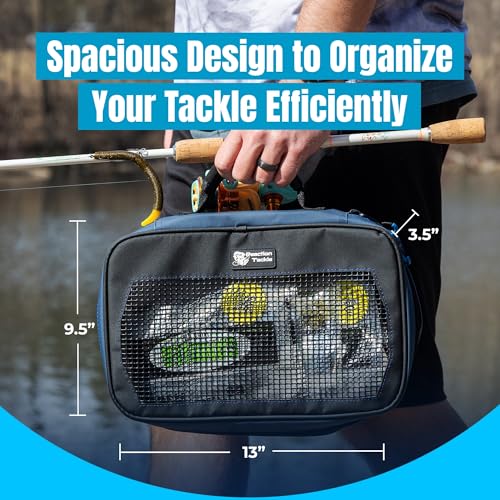 Image of Reaction Tackle Deluxe Bait Binder, Water Resistant Soft Bait Storage System for Soft Plastics and Rigs with Zippered Sleeves, Mesh Bag