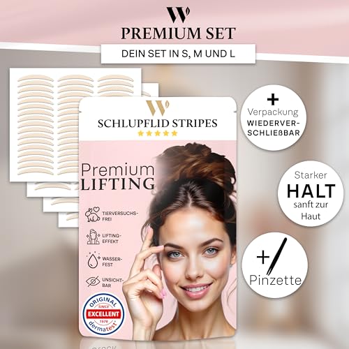 WOW STRIPES Schlupflider kaschieren Augenlid LIFTING Stripes unsichtbar (200 Stk) | ohne OP, hautfreundlich, natürlich | Eyelid Tape Tapes Strip sofort Lifting Set Augen-Lidstraffung Augenpads | M