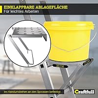 𝐂𝐑𝐀𝐅𝐓𝐅𝐔𝐋𝐋 Aluminium Mehrzweckleiter CF-104A | 𝟑 𝐉𝐀𝐇𝐑𝐄 𝐆𝐀𝐑𝐀𝐍𝐓𝐈𝐄 - Ablagefläche zum Einhängen - 353/450/576 cm Länge - Leiter - Gelenkleiter - Leitergerüst (Ablagefläche) – Ansicht 3