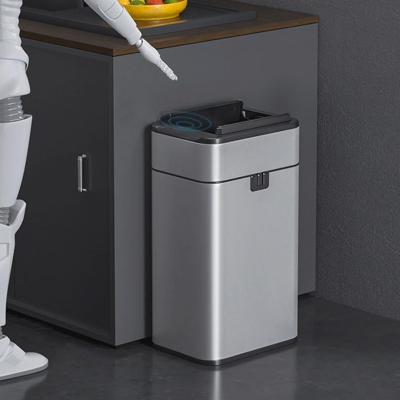 Cubo de basura inteligente automático de 65cm blanco y azul para el hogar 5