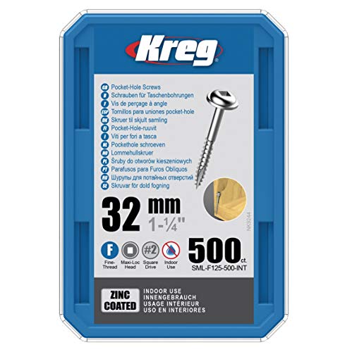 Kreg - 500 vis galvanisés - 7 x 32 mm - filetage fin - Maxi-Loc carré