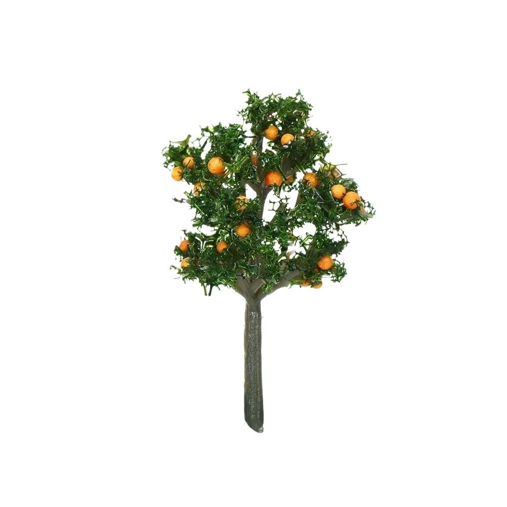 Landscape Greenery 5pcs Miniature Flower Tree Garden, 4cm Artificial Scenery Pink(Orange)