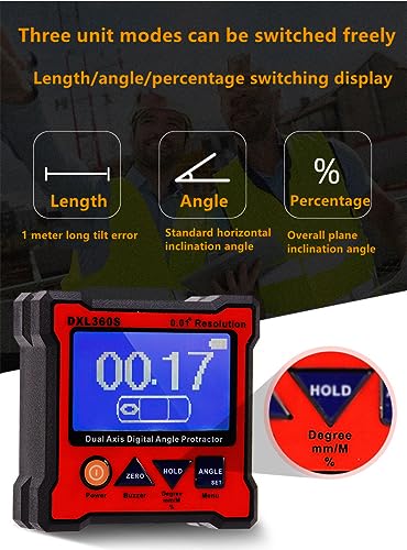 Image of DXL360S High-precision Dual Axis Digital LCD Angle Protractor Dual-axis Angle Level Gauge with 5 Side Magnetic Base