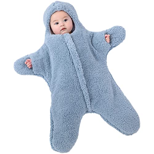 Image of UAZNegozio Newborn Baby Boy Girl Winter Jumpsuit Outfit Hooded Onesie Thick Bodysuit Romper Cartoon Starfish Panda Coat