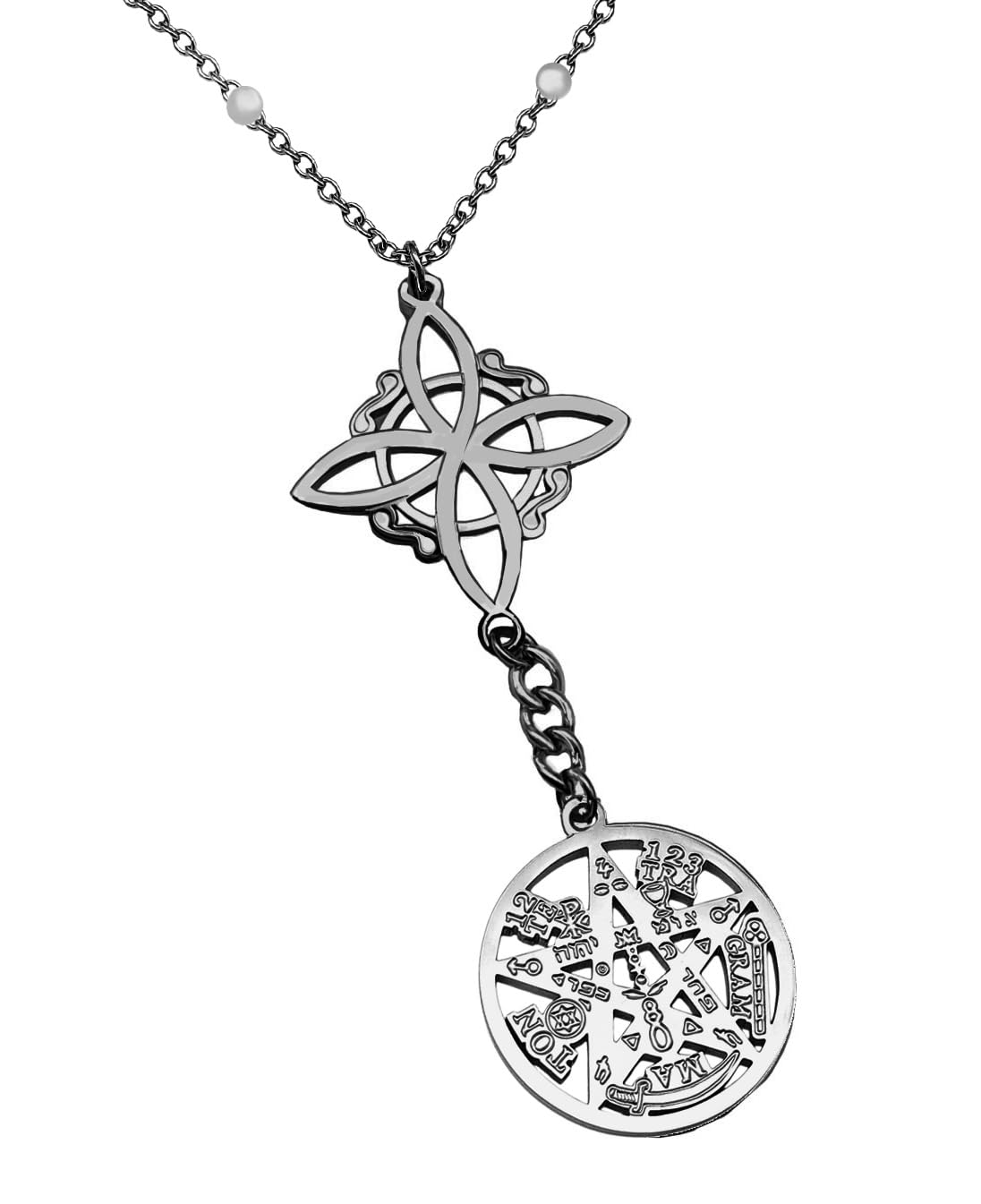Ekonat -Collar Nudo de Bruja Plata con Tetragramatón – Colgante de Protección y Energía Positiva para Mujer – Regalo Original Hecho en España, Amuleto Espiritual en acero Cadena de Acero