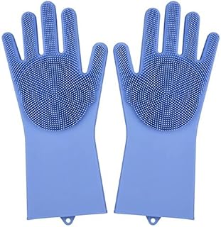ZLKZZQ 2 PCS Multifunction Silicone Cleaning Gloves Silicone Dish Washing Gloves For Kitchen Household Silicone Dishwashing Gloves -BLUE-one size