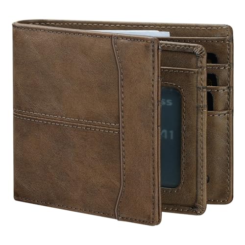 Leather Card Wallet For Men Slim: Bifold Rfid Minimalist Front Pocket Wallet - Gift For Men Husband at Anniversay Brithday