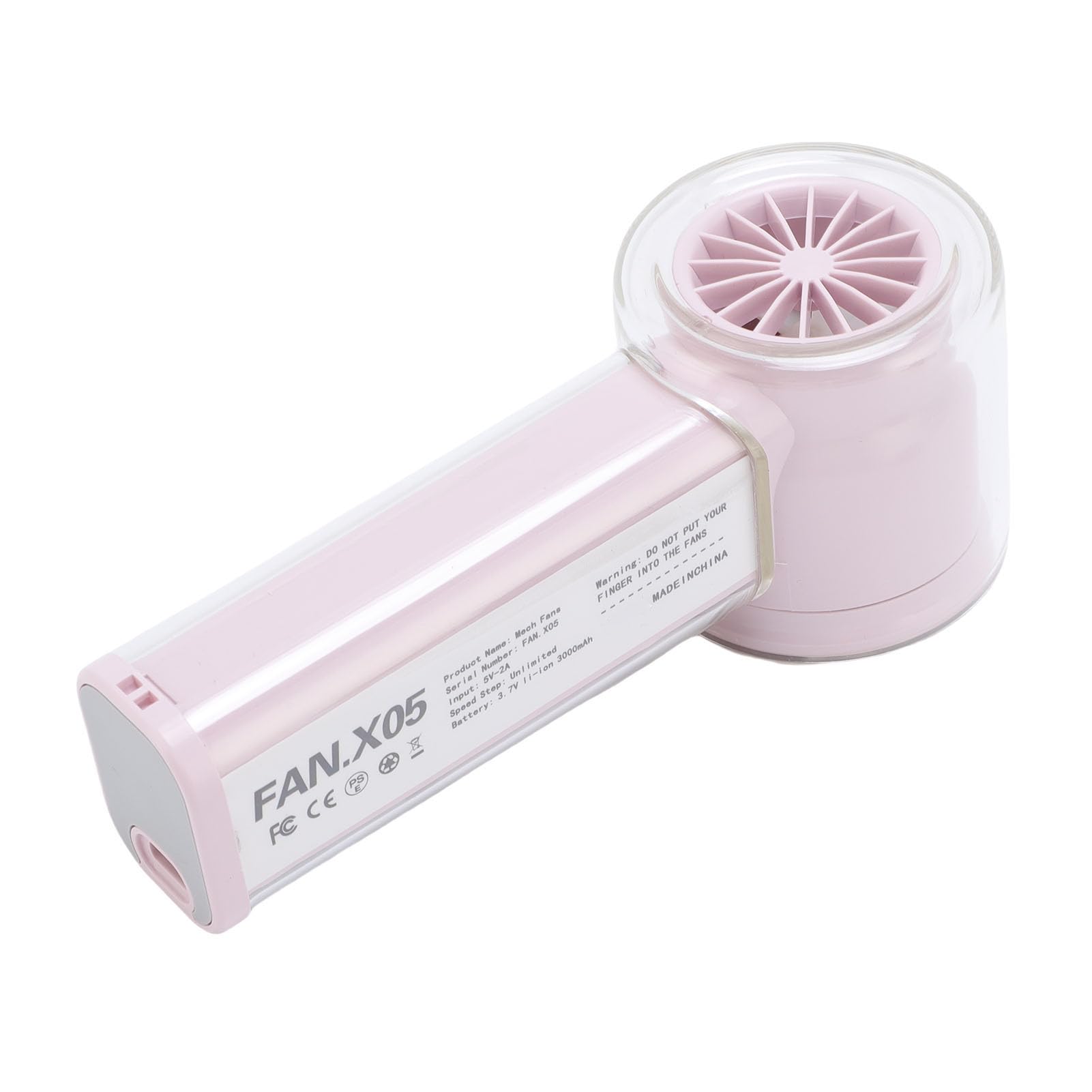 Ejoyous Ventilador de Hielo de Mano, Ventilador de Hielo Personal Recargable con Cuerpo Transparente ABS, Enfriador de de 3000 MAh, 6 Velocidades, 16000 RPM, Pantalla LED, para Viajes, Camping, (PINK)