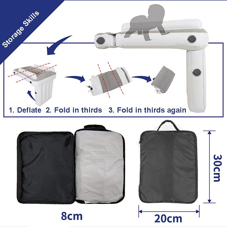 Lit Gonflable Avion Enfant – Extension Siège Voiture & Avion Ultra Confort, Matelas Voyage Portable Pour Bébé & Tout-Petit Avec Pare-Chocs Sécurité Double