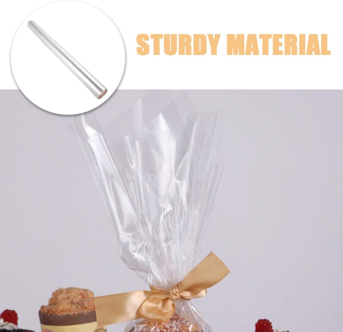 Toyvian 2 Rolls Flower Wrapping Film Opp Gift Wrap Cellophane for Flowers and Sweets, Can be Cut to Size, for Wedding Gift Baskets and Floral Bouquets
