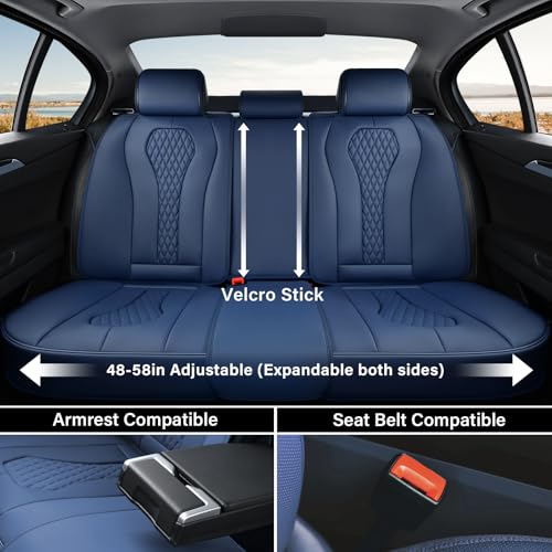 Image of Coverado Car Seat Covers, Rear Car Protectors, Black Leather Seat Covers, 3-Piece Waterproof Automotive Seat Covers for Back Seats Universal Fit for SUVs & Cars, All-Weather Protection