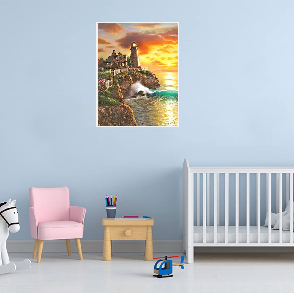Diamond Painting Phare Au Bord De Mer 40x50 Cm - Kit Adulte, Perles Diamant, Loisir Créatif Relaxant