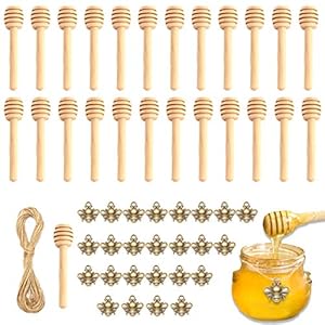 YuChiSX 25er Holz Honiglöffel Set mit Bienenanhänger