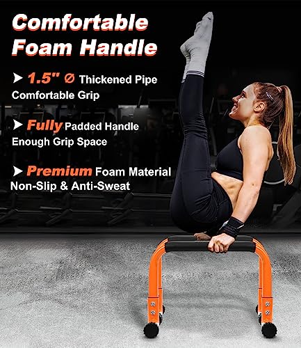Tabeke Push Up Bar, 12" High Parallettes Bars & Dip Bar With Full-Cover Foam Handles, No Wobbling Calisthenics Equipment For Handstand, L-Sit, Planche, Gymnastics, Strength Training Home Gym #TOP3