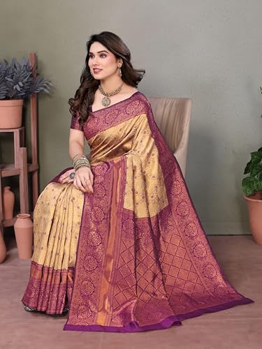 Image of Women's Kanjivaram Soft Silk Banarasi Saree With Blouse Piece | Banarasi Sari For Women | Saree with Blouse piece