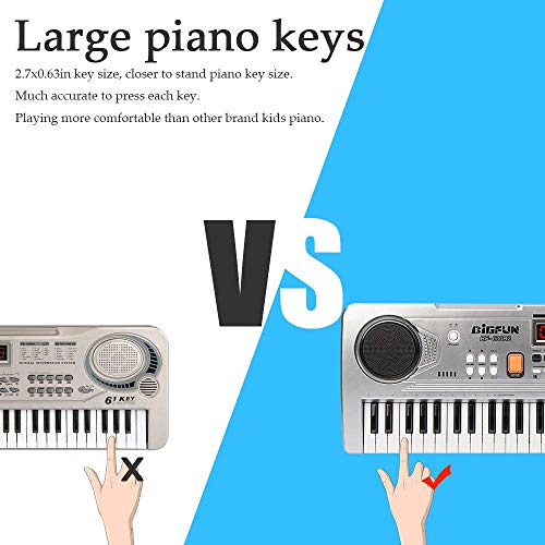 aPerfectLife 61 Keys Kids Keyboard Multifunction Portable Piano Electronic Keyboard Music Instrument for Kids Early Learning Educational (Silver) - Thumbnail 5