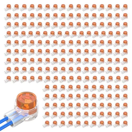 200 PCS K1 Gel Crimps,Waterproof 2 Way Jelly Crimps,Orange Clear Telephone Crimp Connectors,Antioxidant Telephone Cable Connectors for Network Cable Data Wire Joints