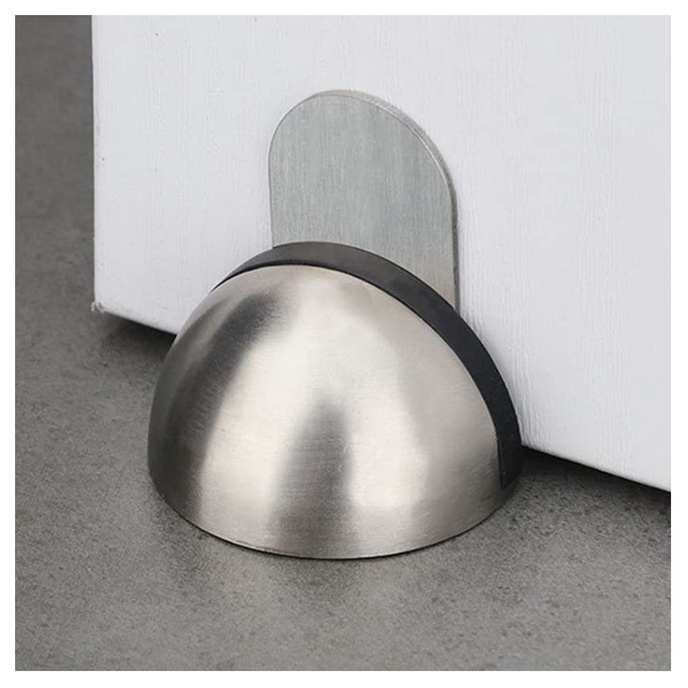 Zhanggl Silver Door Stop Stopper Holder Magnetic Semi-Circular Rubber Stainless Steel Adhesive Invisible
