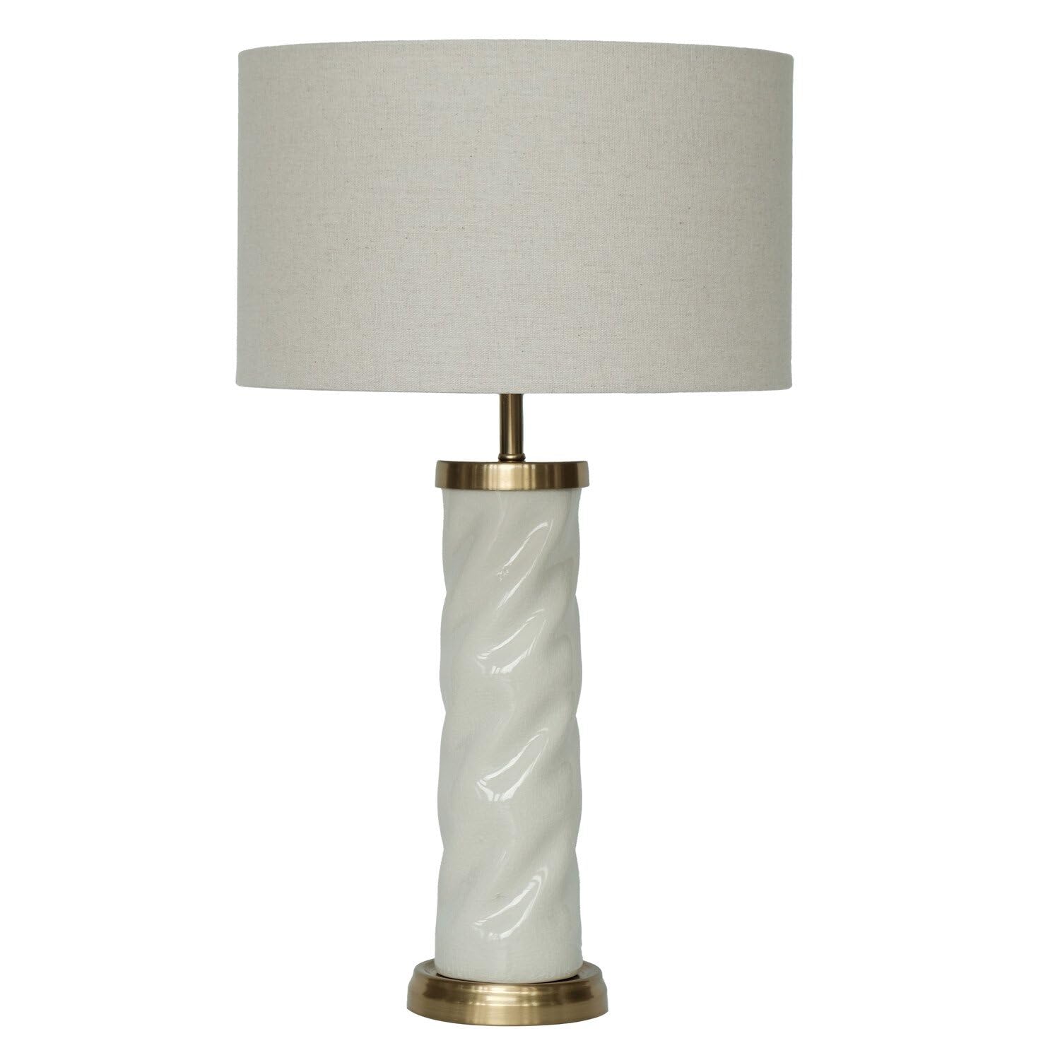 wilko Kaylani Table Lamp, Neutral, 52 x 30 x 30cm, Ceramic, Metal, Fabric, Bulbs Not Included, Modern Design