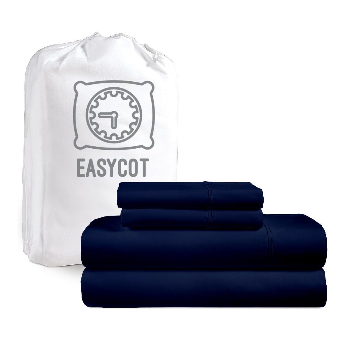 EASYCOT 6 Piece- Bed Sheet Set-Fitted Sheet Flat Sheet & 4pc Pillowcases 100% Egyptian Cotton Luxurious Sateen Weave Bedding Set With 36CM Deep Pocket (Single,Navy Blue)