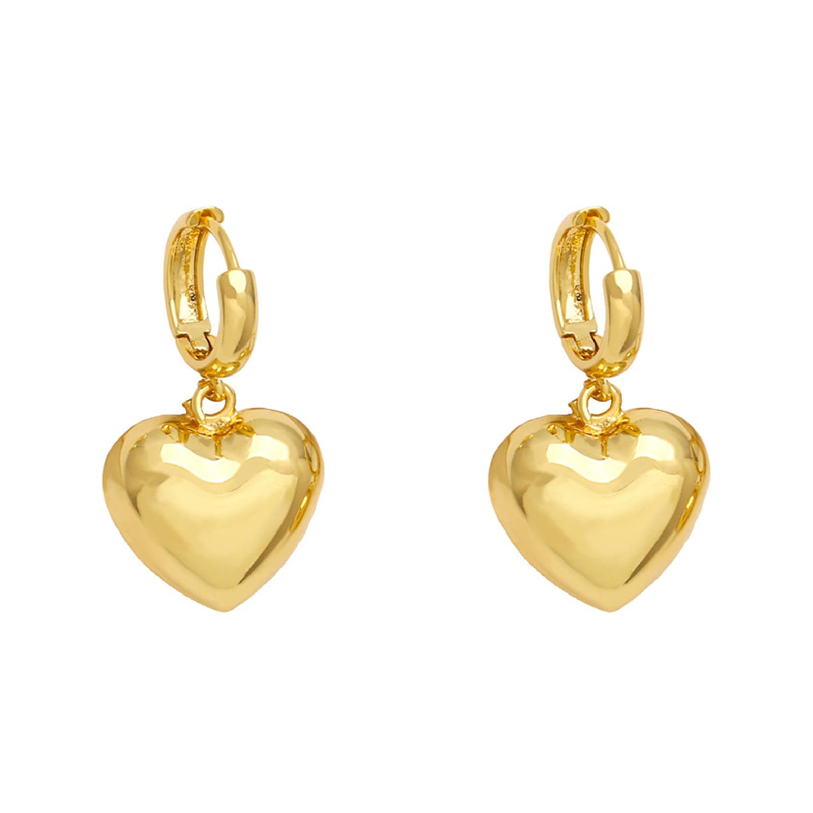 Gold Heart Earrings for Women Chunky Gold Earrings Heart Hoop Earrings Hypoallergenic Drop Earrings Heart Drop Earrings Small Love Heart gold Dangle Earrings for Women Girls