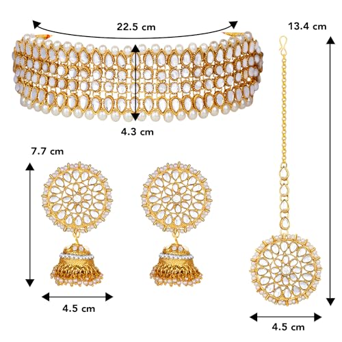 Image of Peora Traditional Ethnic Kundan Pearl Traditional Jewellery Set Gift for Women