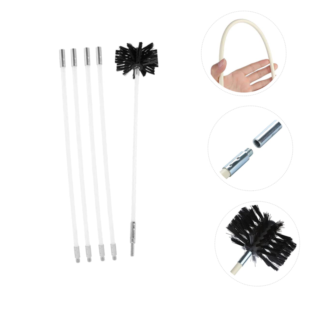 TOPBATHY 1set Spazzole Per Pulizia Flessibile Di Camini e Kit Completo Per Rimozione Lint Da Asciugatrici Con Aste e Testa Di Pulizia