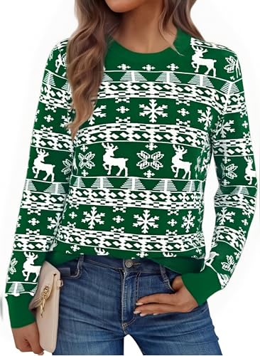 Litherday Weihnachtspullover Damen Weihnachten Strickpullover...