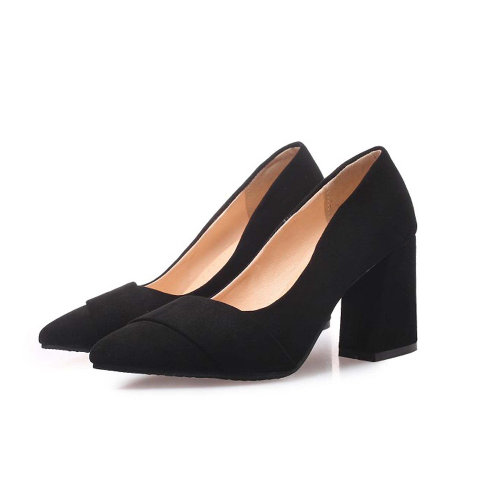 Décolleté Donna Punta Tacco Largo Slip On Scarpe Ufficio Lavoro