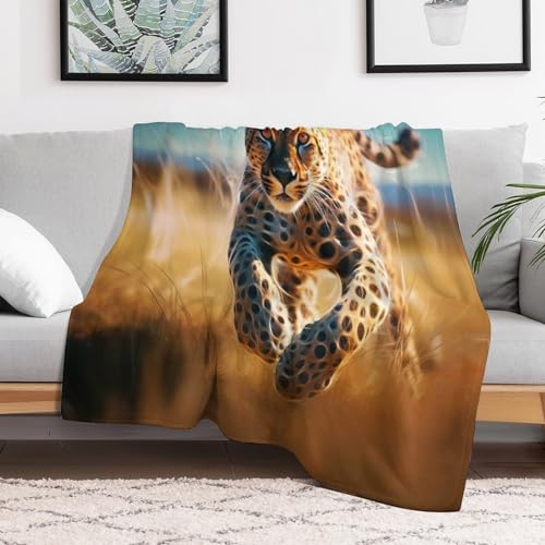 Couverture luxe motif léopard impression 3D en flanelle haut de gamme - 3
