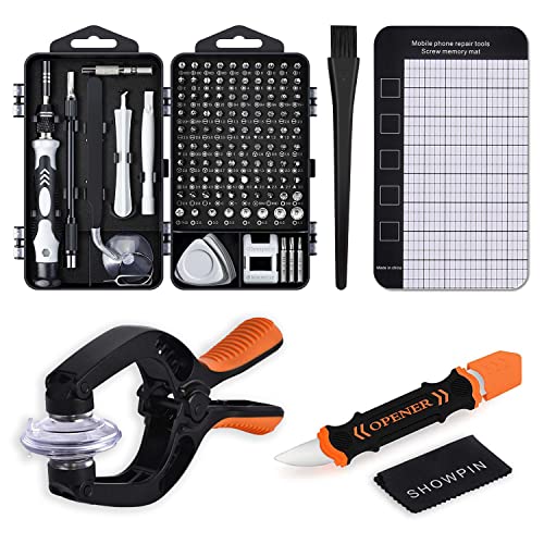 Precision Screwdriver Set & Smart Phones Suction Cup Tool Opening Pliers, Showpin 122 In 1 Computer Screwdriver Kit With 101 Magnetic Drill Bits Compatible For Computer, Tablet, Pc, Iphone, Ps4 Repair #TOP8