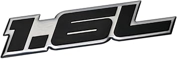 1.6L Liter Embossed Black on Highly Polished Silver Real Aluminum Auto Emblem Badge Nameplate Compatible with Hyundai