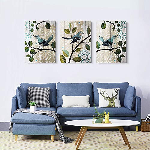 Bird On The Branch 3 Piece Abstract Canvas Wall Art For Living Room Wall Decor For Bedroom Kitchen Decorations Abstract Hang Posters Canvas Prints Artwork Modern Framed Bathroom Home Decoration #TOP3